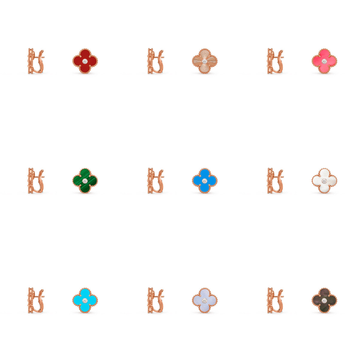 [ElanLuxe Jewelry]CLOVER 15MM MOP DIAMOND EARRINGS COLLECTION