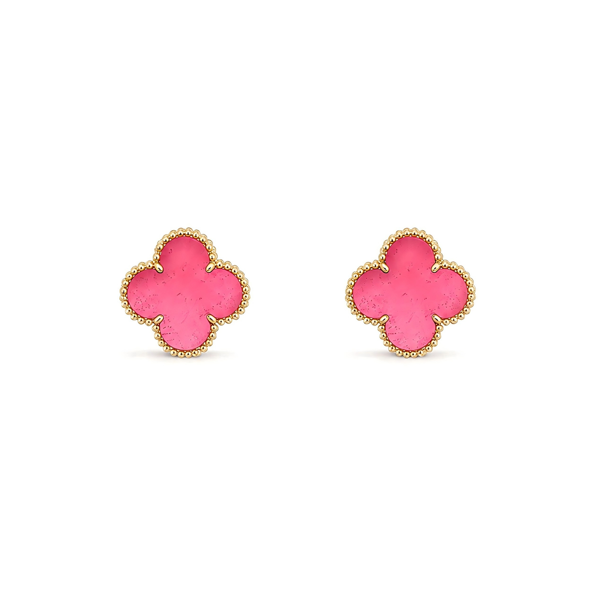 [ElanLuxe Jewelry]NEW CLOVER 15MM PINK ENAMEL STUD EARRINGS