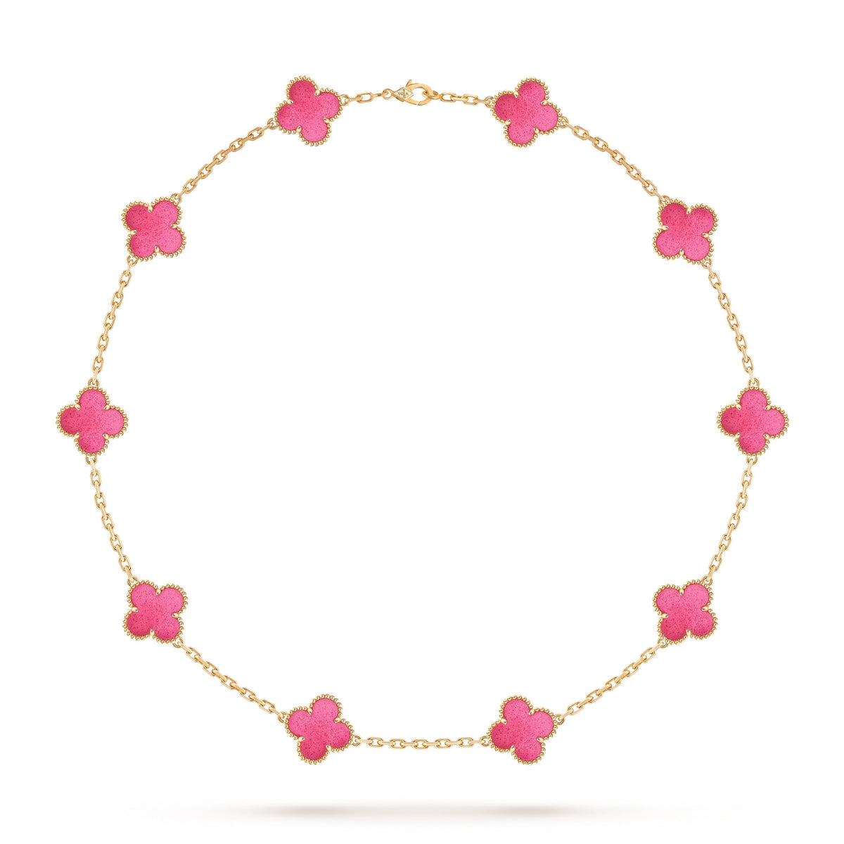 [ElanLuxe Jewelry]NEW CLOVER 10 MOTIFS PINK ENAMEL NECKLACE