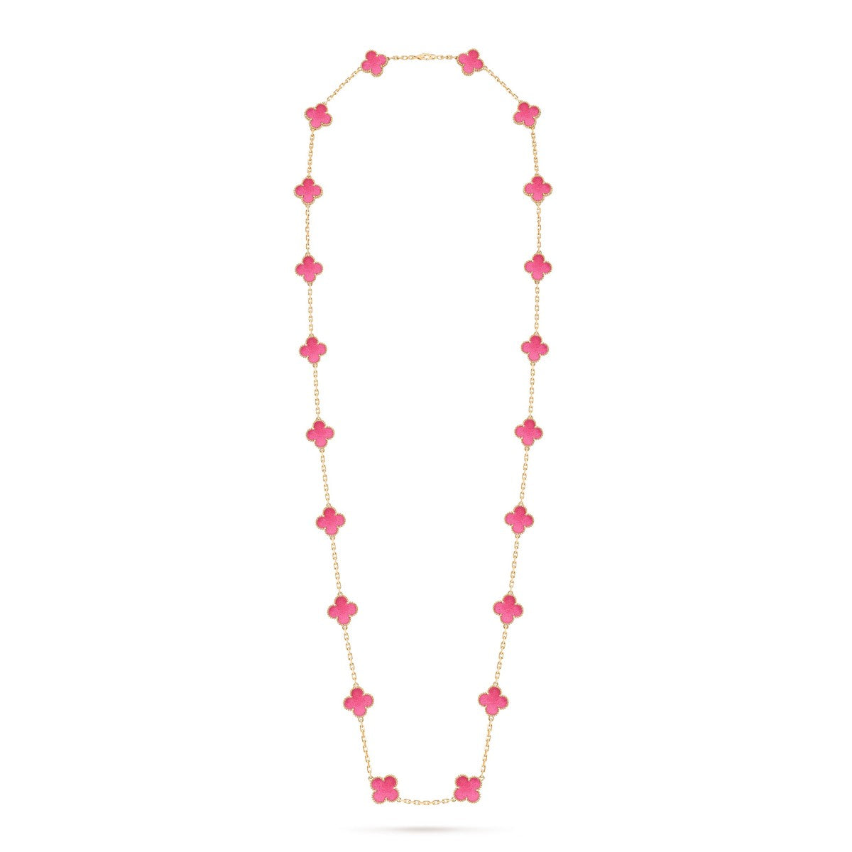 [ElanLuxe Jewelry] NEW CLOVER 20 MOTIFS PINK ENAMEL NECKLACE