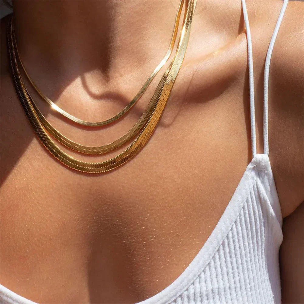 [ElanLuxe]Elizabeth Gold Herringbone Necklace