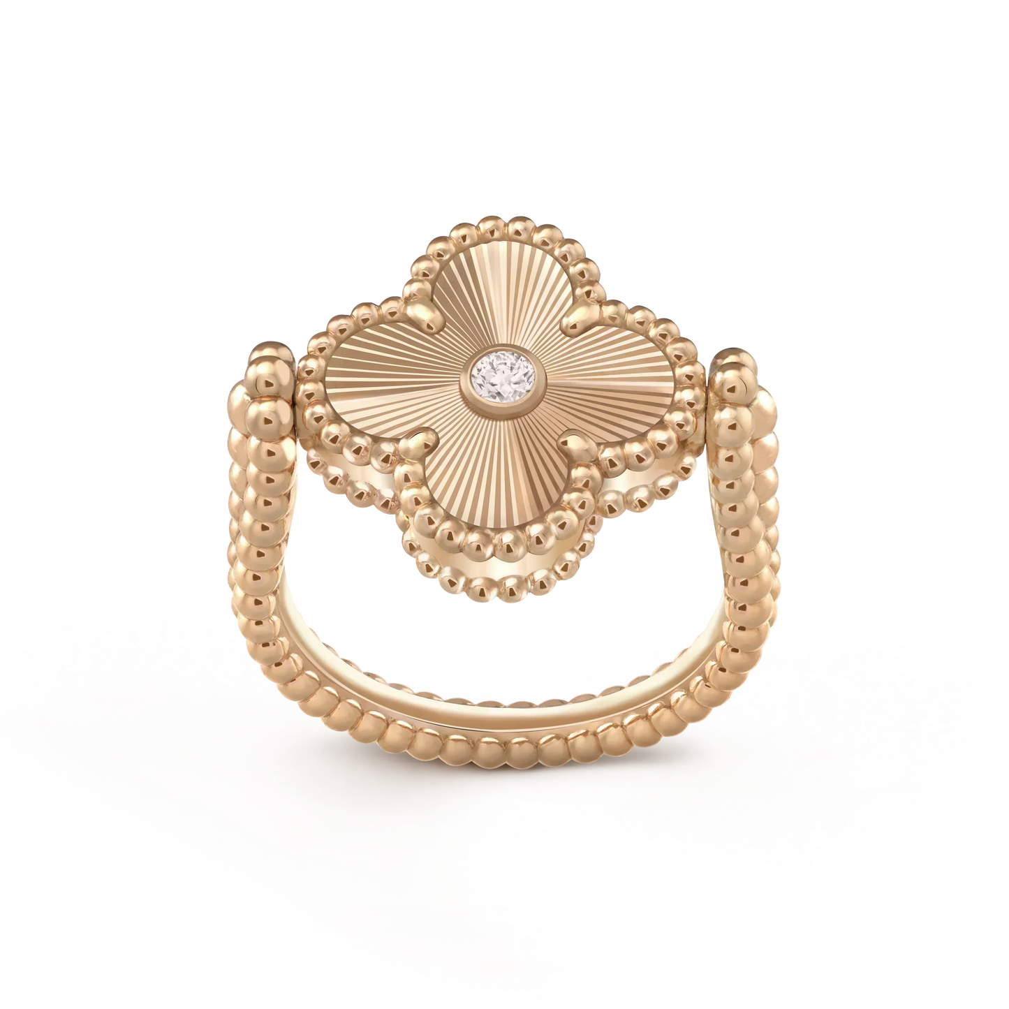 [ElanLuxe Jewelry]CLOVER RIVERSIBLE PINK GOLD RING
