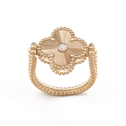 [ElanLuxe Jewelry]CLOVER RIVERSIBLE PINK GOLD RING