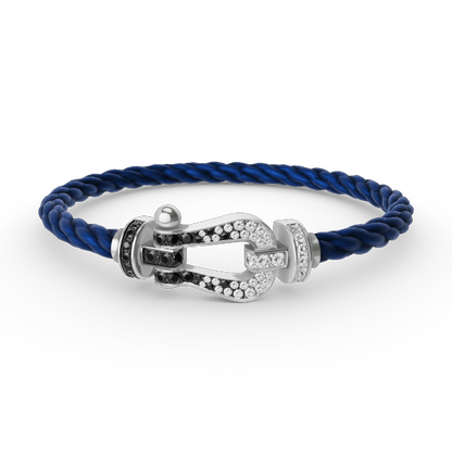 [ElanLuxe Jewelry]Pave Gemstone Love &Force Large Horseshoe Diamond Duo Bracelet Stack Set