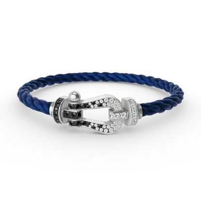 [ElanLuxe Jewelry]Pave Gemstone Love &Force Large Horseshoe Diamond Duo Bracelet Stack Set