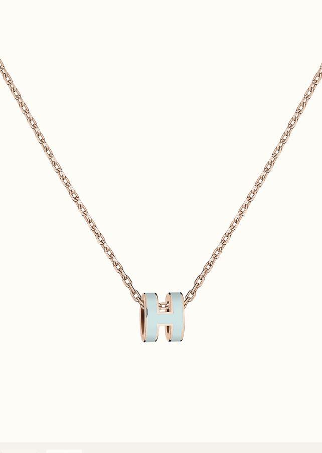 [ElanLuxe Jewelry]POP H LIGHT BLUE NECKLACE