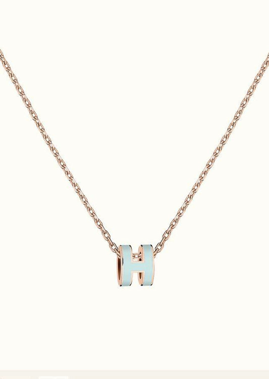 [ElanLuxe Jewelry]POP H LIGHT BLUE NECKLACE