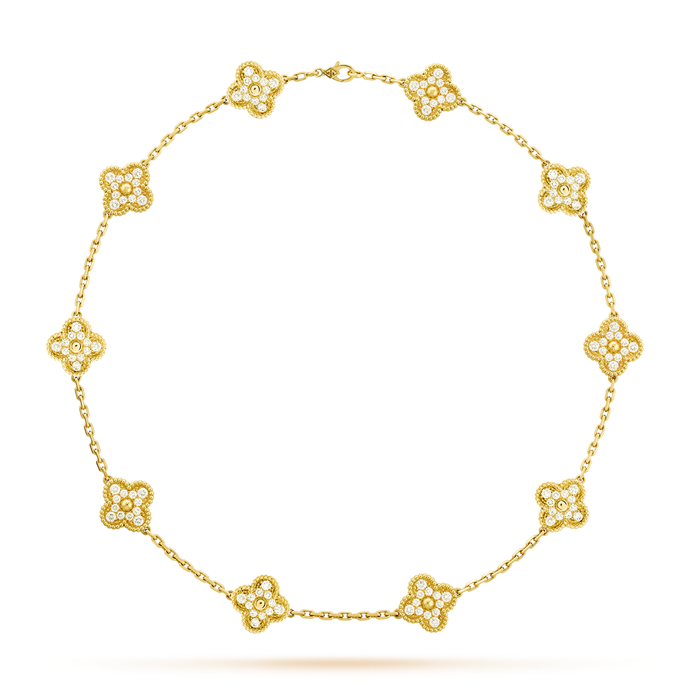 [ElanLuxe Jewelry]CLOVER 10 MOTIFS DIAMOND NECKLACE