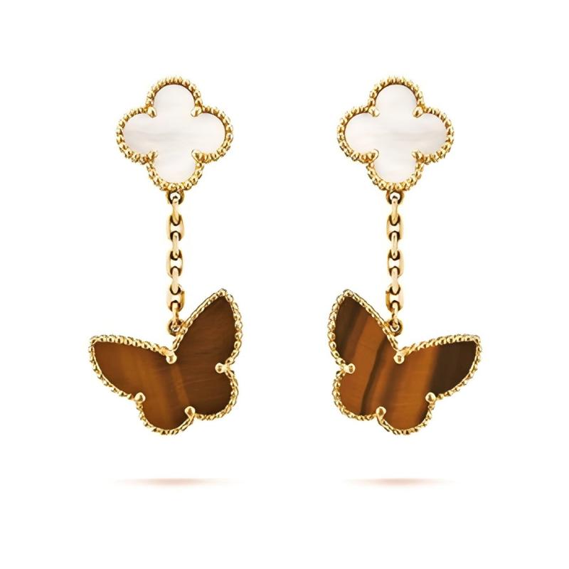 [ElanLuxe Jewelry]BUTTERFLY 2 MOTIF TIGER EYE MOP EARRINGS