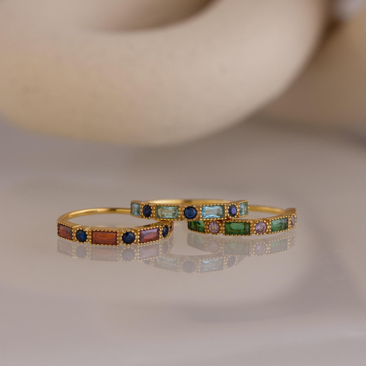 Mixed Art Deco Birthstone Ring