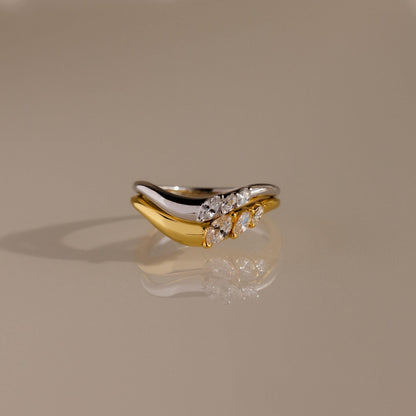 Mixed Metal Diamond Curve Ring Set