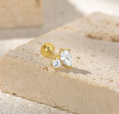 [ElanLuxe]Kate Flat Back Diamond Stud