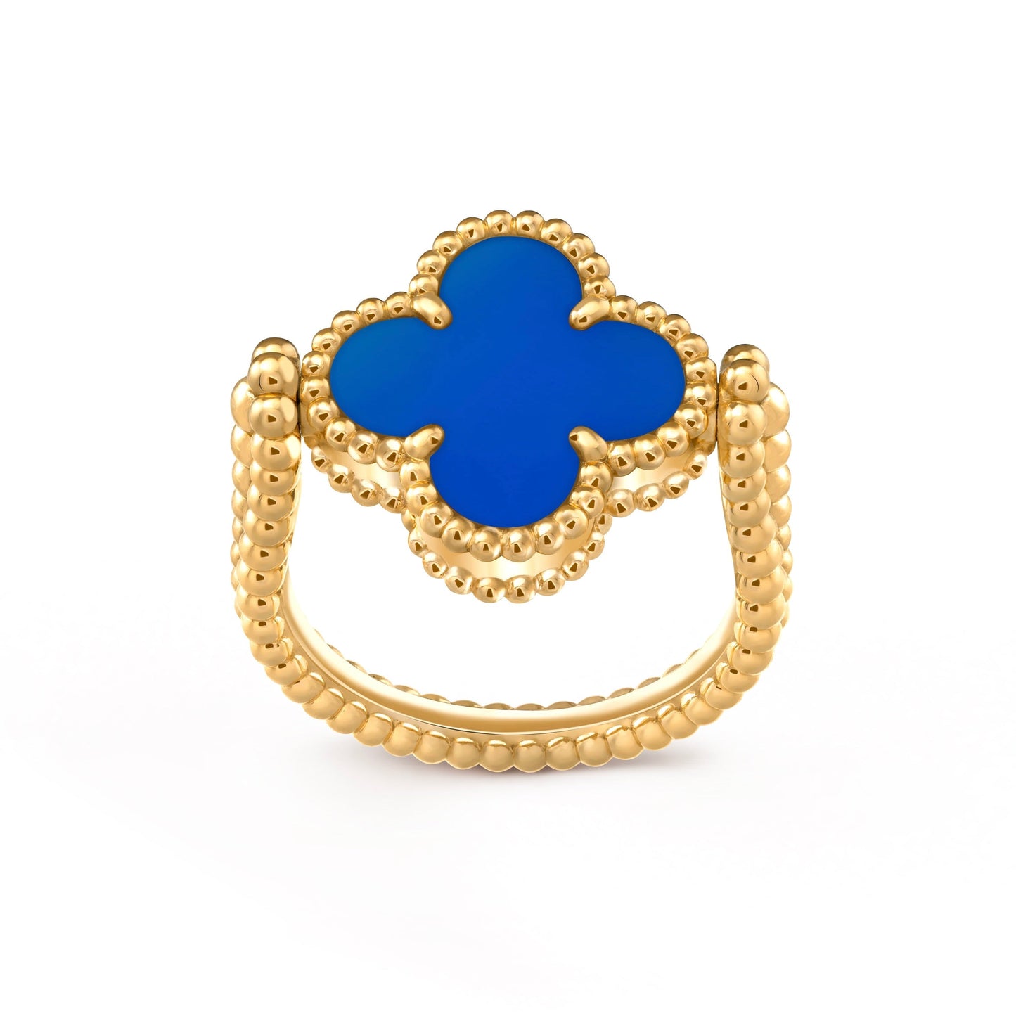 [ElanLuxe Jewelry]CLOVER RIVERSIBLE BLUE AGATE RING