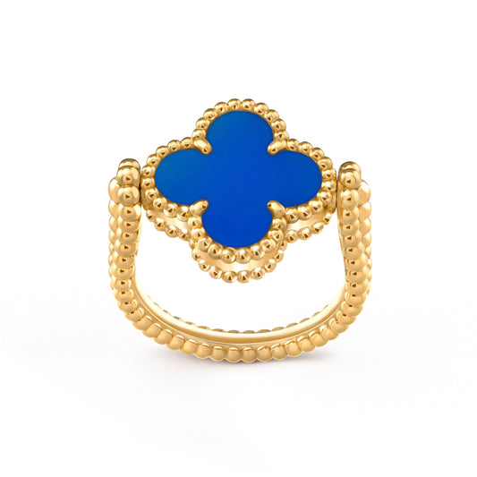 [ElanLuxe Jewelry]CLOVER RIVERSIBLE BLUE AGATE RING