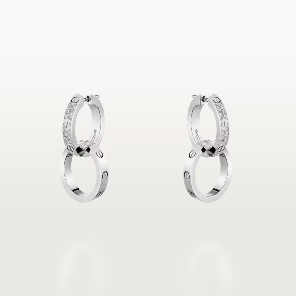[ElanLuxe Jewelry]LOVE 3.3MM DANGLE HALF DIAMOND EARRINGS