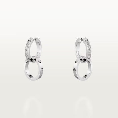 [ElanLuxe Jewelry]LOVE 3.3MM DANGLE HALF DIAMOND EARRINGS
