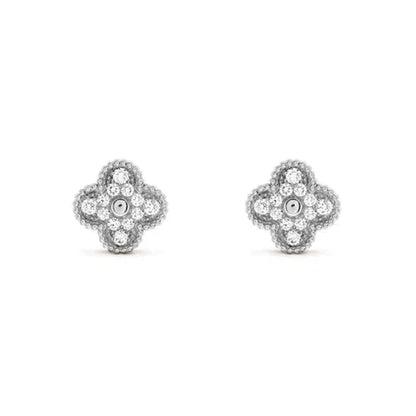 [ElanLuxe Jewelry]CLOVER 1 MOTIFS DIAMOND STUD EARRINGS SILVER
