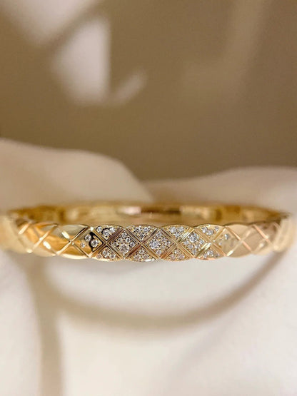 [ElanLuxe Jewelry]KOKO CRUSH HALF DIAMONDS GLOD SILVER ROSE GOLD