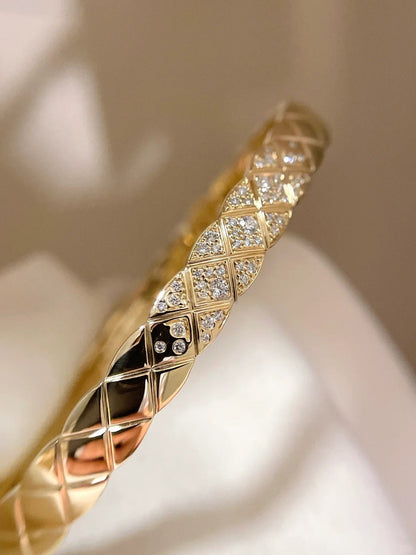 [ElanLuxe Jewelry]KOKO CRUSH HALF DIAMONDS GLOD SILVER ROSE GOLD