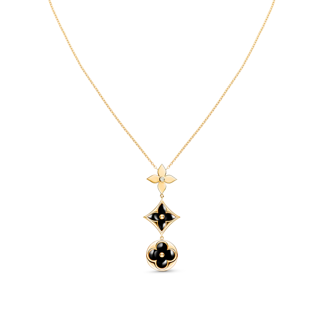 [ElanLuxe Jewelry]STAR AND SUN ONYX PINK GOLD NECKLACE