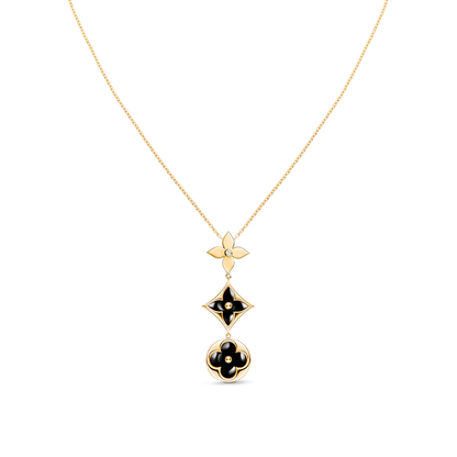 [ElanLuxe Jewelry]STAR AND SUN ONYX PINK GOLD NECKLACE