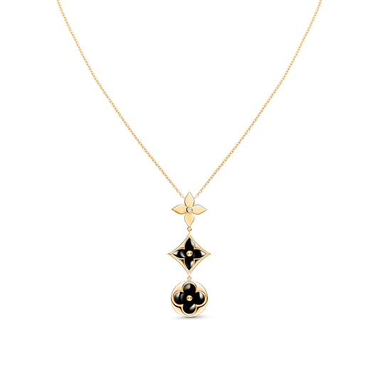 [ElanLuxe Jewelry]STAR AND SUN ONYX PINK GOLD NECKLACE