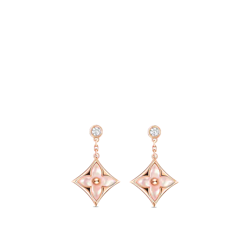 [ElanLuxe Jewelry]DOUBLE STAR PINK GOLD MOP DROP EARRINGS