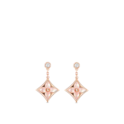 [ElanLuxe Jewelry]DOUBLE STAR PINK GOLD MOP DROP EARRINGS