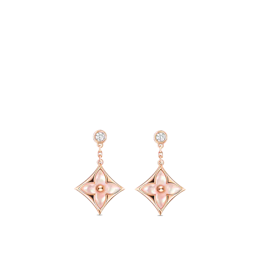 [ElanLuxe Jewelry]DOUBLE STAR PINK GOLD MOP DROP EARRINGS