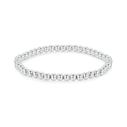 Bracelet boules de perles élastique extensible en or blanc