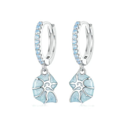 Boucles d'oreilles hypoallergéniques en forme de goutte de coquillage bleu