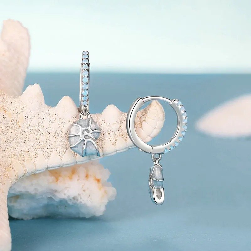 Boucles d'oreilles hypoallergéniques en forme de goutte de coquillage bleu