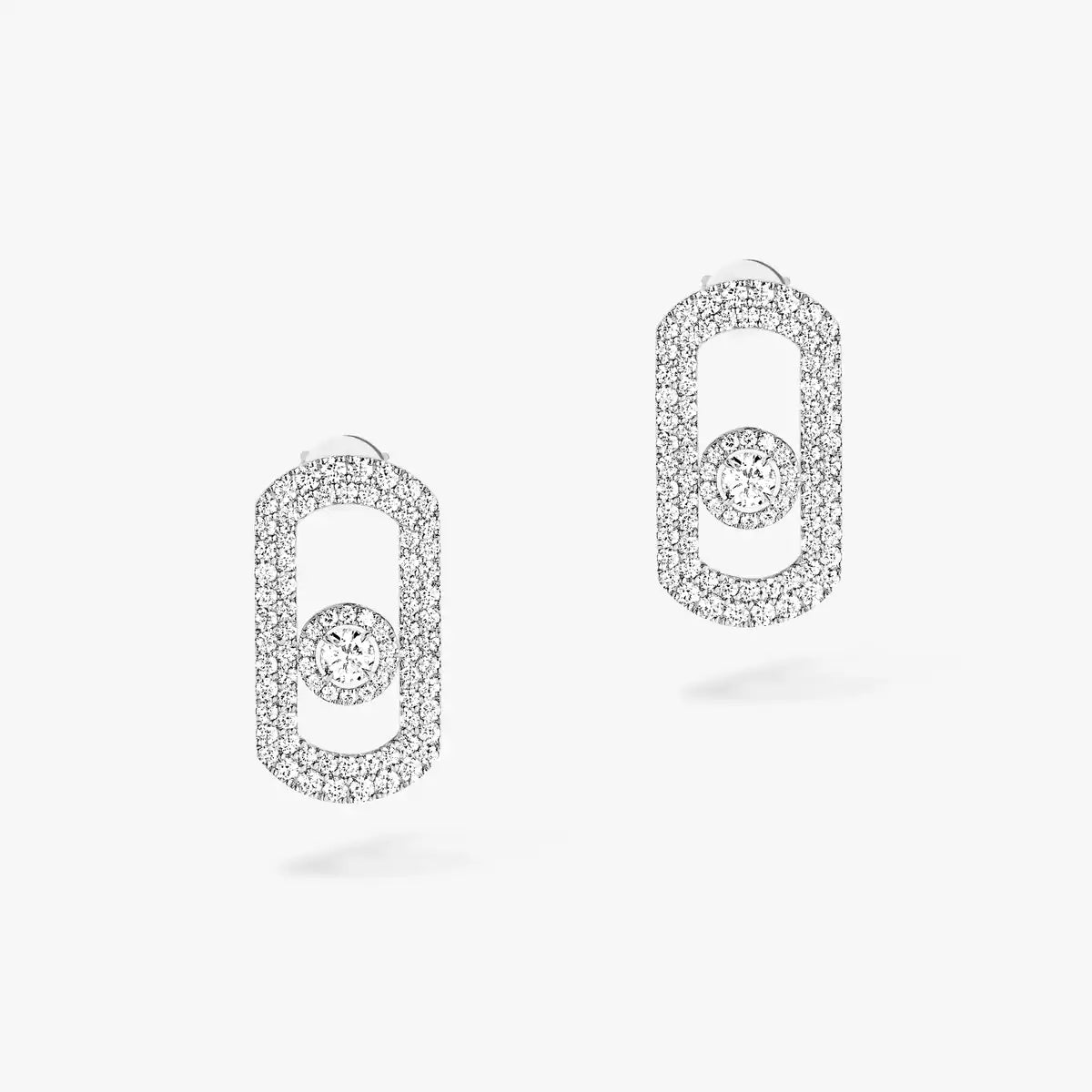 [ElanLuxe Jewelry]So Move Pavé-Set Diamond Earrings in White Gold
