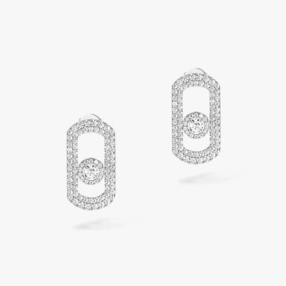 [ElanLuxe Jewelry]So Move Pavé-Set Diamond Earrings in White Gold