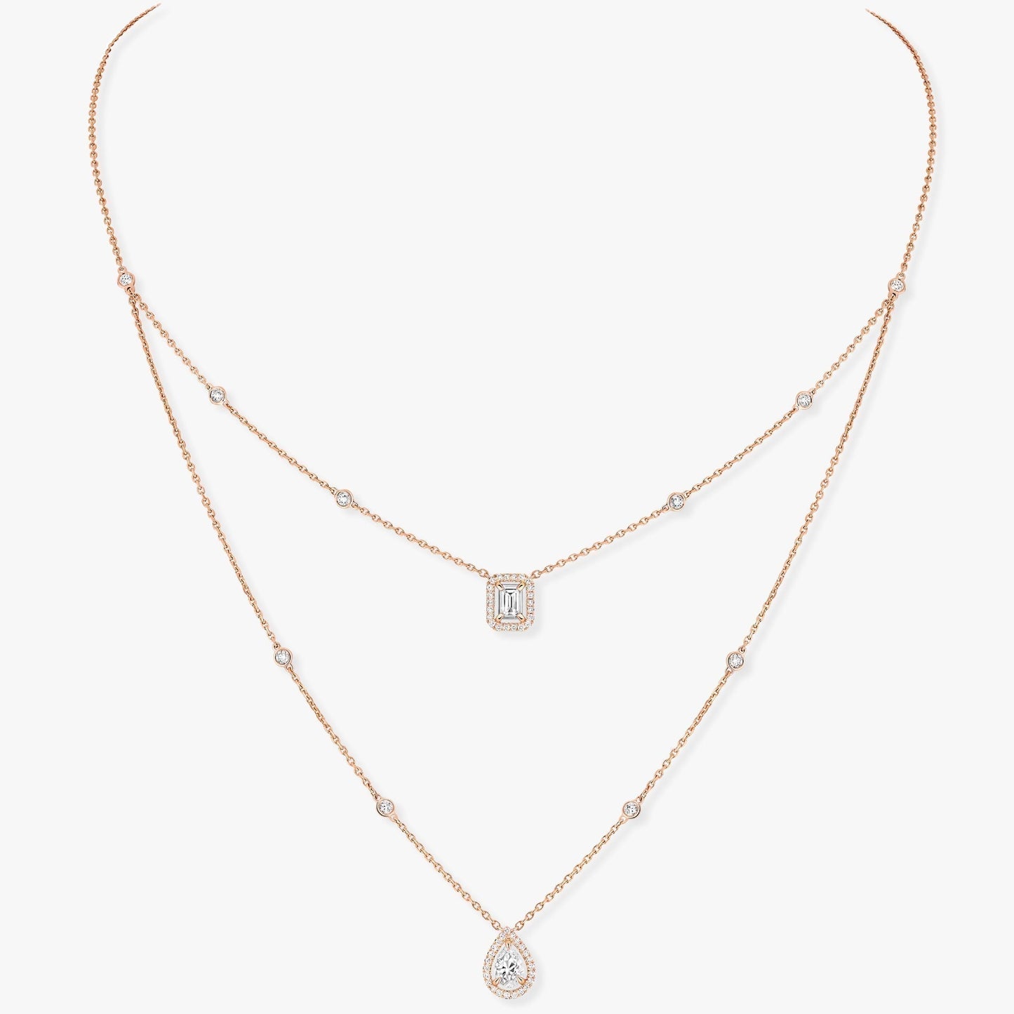[ElanLuxe Jewelry]MY TWIN 2 ROW DIAMOND NECKLACE