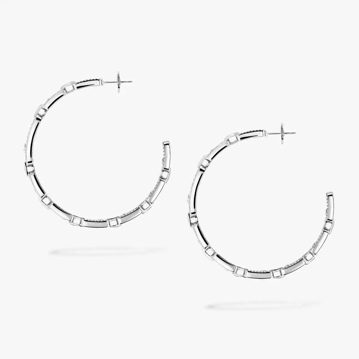 [[ElanLuxe Jewelry]Move Link Diamond Hoop Earrings