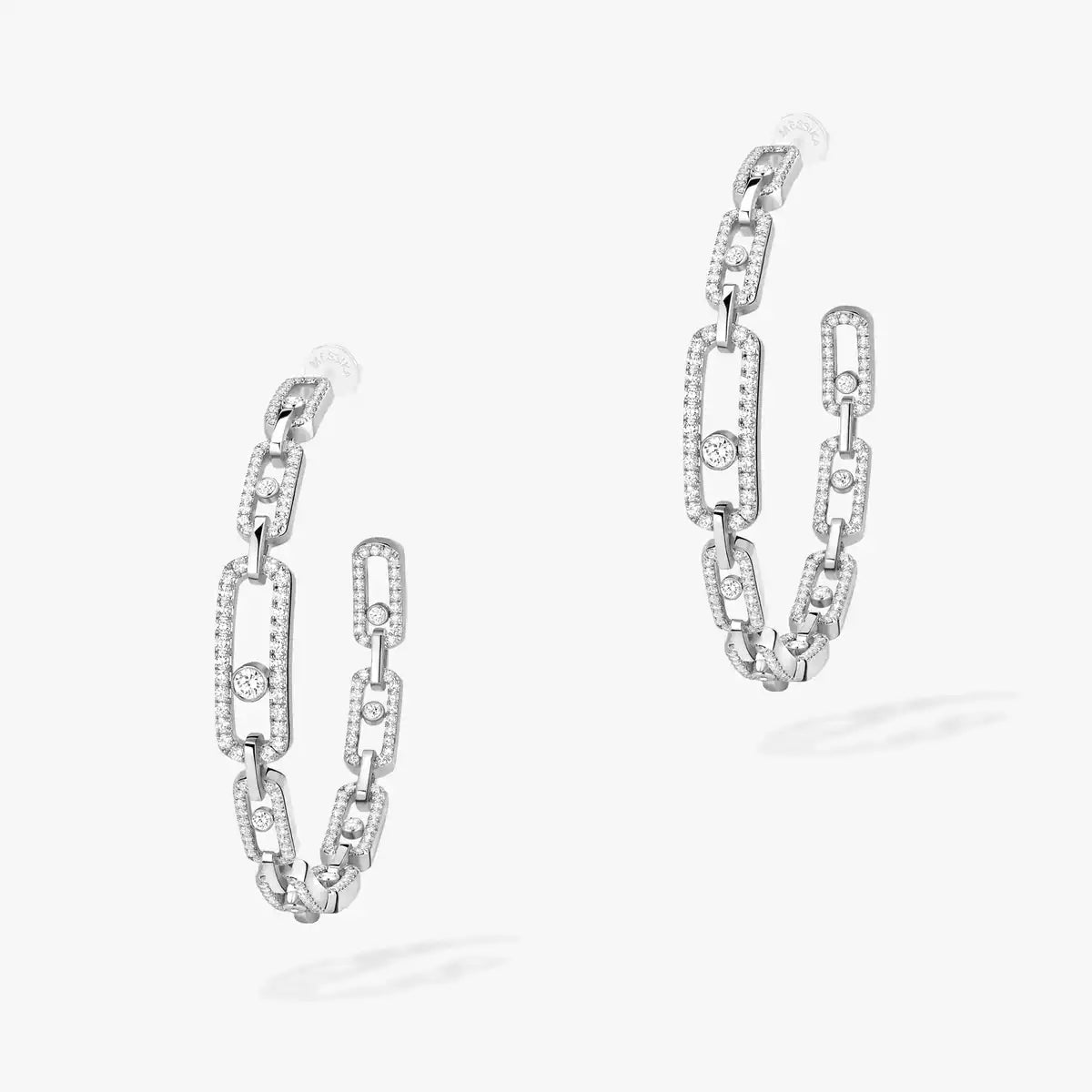 [[ElanLuxe Jewelry]Move Link Diamond Hoop Earrings