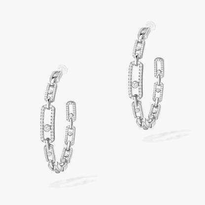 [[ElanLuxe Jewelry]Move Link Diamond Hoop Earrings