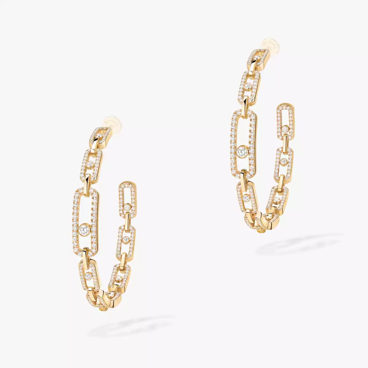 [[ElanLuxe Jewelry]Move Link Diamond Hoop Earrings