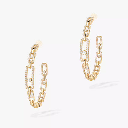 [[ElanLuxe Jewelry]Move Link Diamond Hoop Earrings