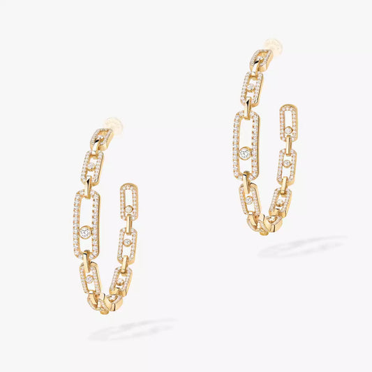 [[ElanLuxe Jewelry]Move Link Diamond Hoop Earrings