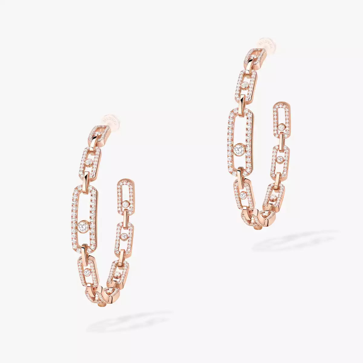 [[ElanLuxe Jewelry]Move Link Diamond Hoop Earrings