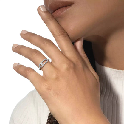 [ElanLuxe Jewelry]Move Uno Diamond Ring in Gold