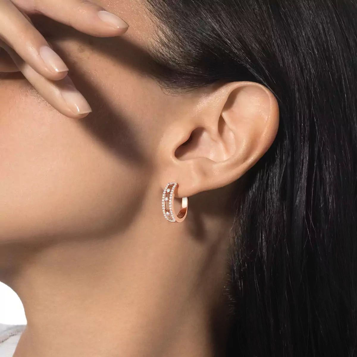 [ElanLuxe Jewelry]Diamond Pavé Hoop Earrings Move
