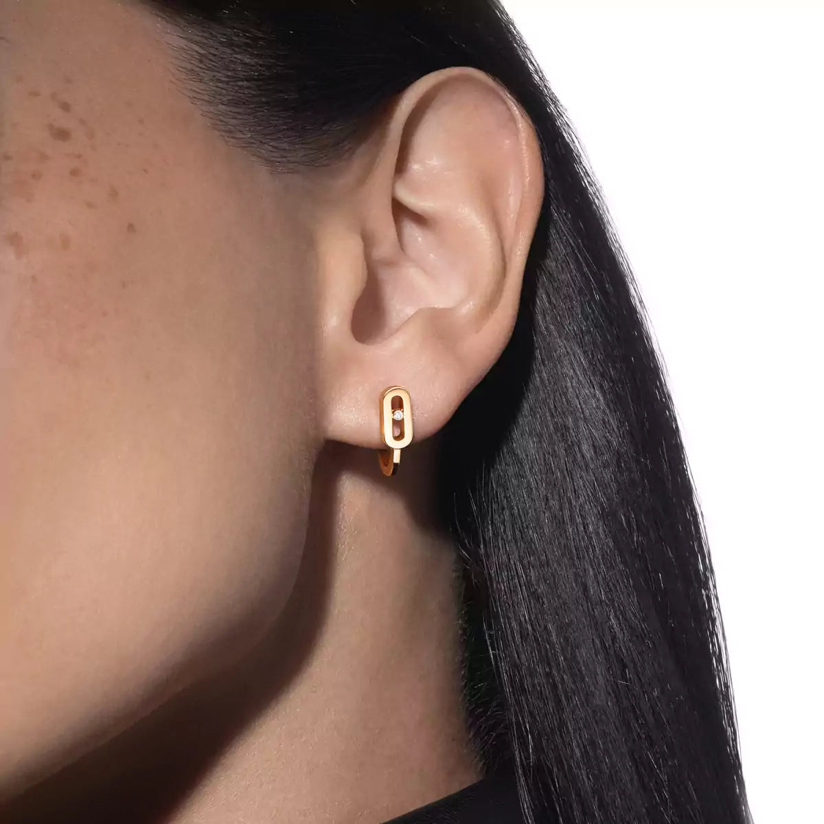 [ElanLuxe Jewelry]Diamond Mini Hoop Earrings Move Classique
