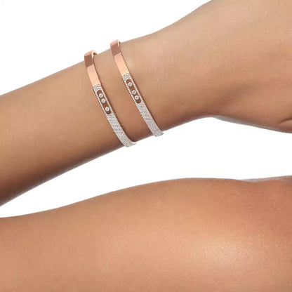 [ElanLuxe Jewelry]Move Noa Rose Gold Pav Diamond Bangle Bracelet