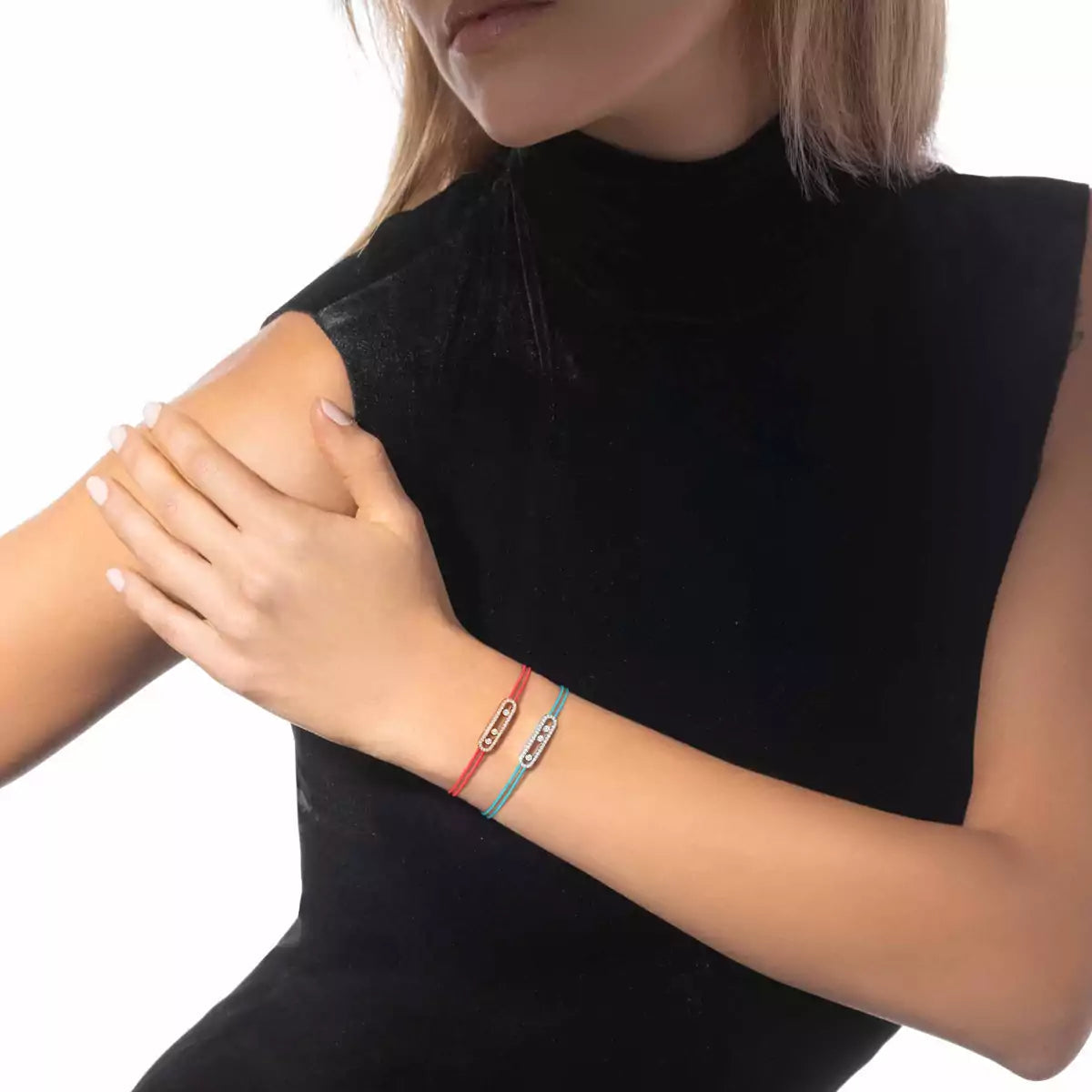 [ElanLuxe Jewelry]Messika Care(s) pink cord pav bracelet