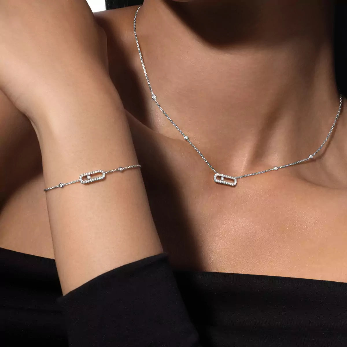 [ElanLuxe Jewelry]Diamond Necklace Move Uno