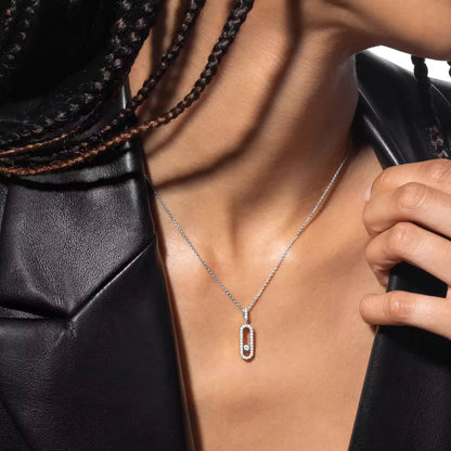 [ElanLuxe Jewelry]Move Uno Diamond Necklace in Rose Gold