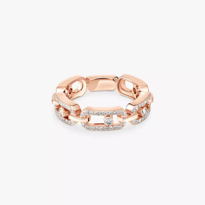 [ElanLuxe Jewelry]Move Link Pave_-Set Diamond Ring in Gold